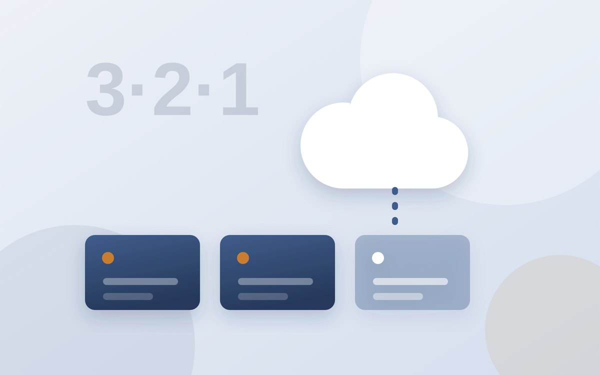 Illustration of three copies of data, two local drives and one in the cloud